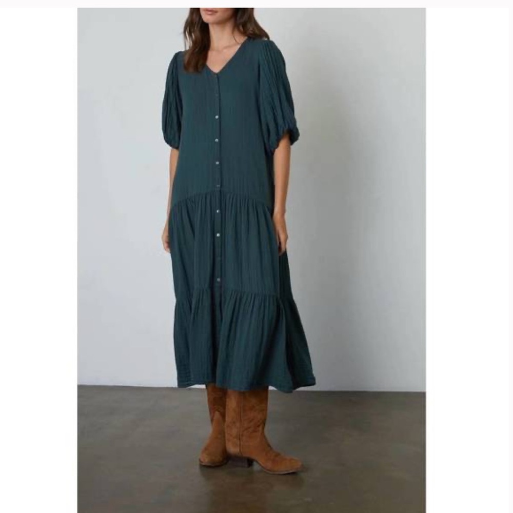 Velvet by Graham & Spencer Black Cotton Gauze Tiered Boho Style Dress